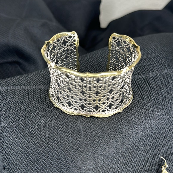 Kendra Scott Candice Gold Cuff Bracelet & Addie Gold Drop earrings. - Picture 5 of 7